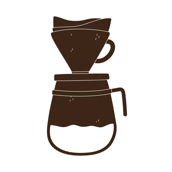 Koffie brouwmethode druppel silhouet pictogram stijl — Stockvector