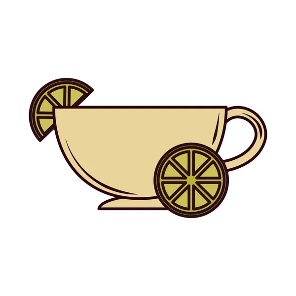 Tè, tazza con linea di calce a fette e riempire — Vettoriale Stock