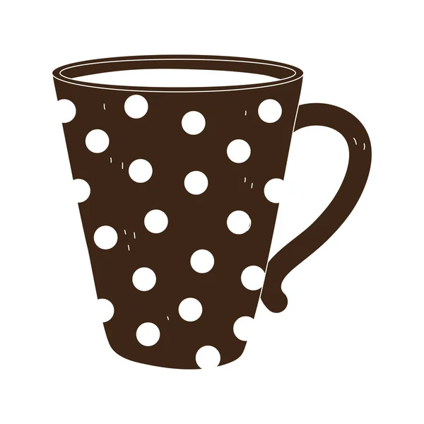 Café taza punteada silueta icono estilo — Vector de stock