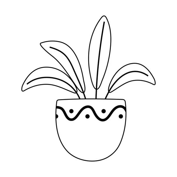 Doniczka roślin dekoracji izolowane ikona stylu linii ikony stylu — Wektor stockowy