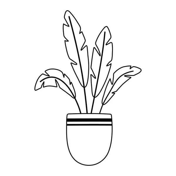 Potted plante décoration jardin isolé icône style ligne icône — Image vectorielle