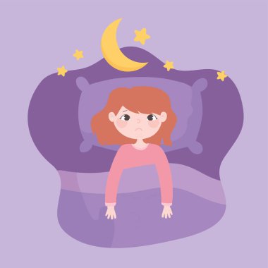 Uykusuzluk, yatağında uykusuz bir kız.
