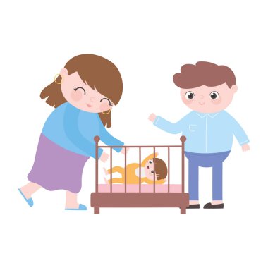 Hamilelik ve annelik, beşikteki anne ve baba.