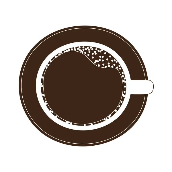 Von oben Kaffeetasse auf Untertasse Silhouette Ikone Stil — Stockvektor