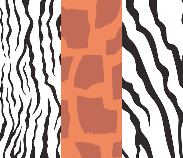 Bir dizi hayvansı cilt pürüzsüz desenler — Stok Vektör