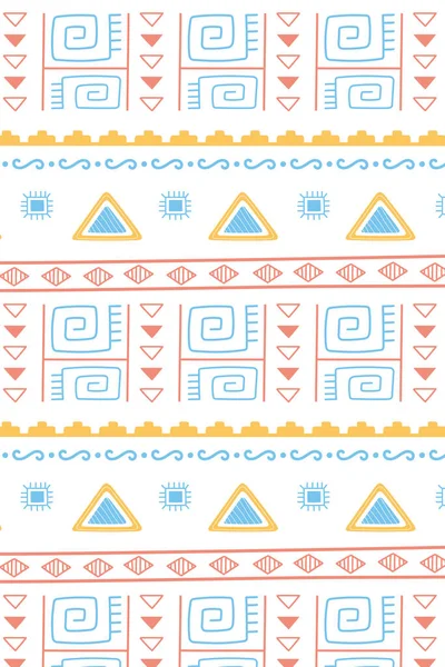 Étnico hecho a mano, ornamento tribal inconsútil patrón de decoración vintage — Vector de stock