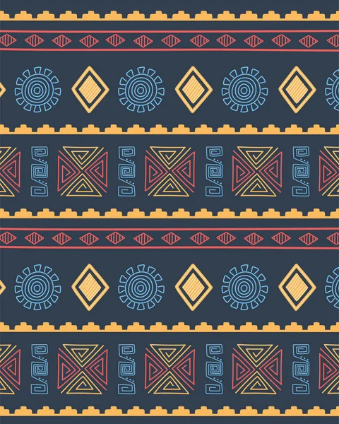 Etnik el yapımı, arka planda kültürel kabile yinelenen desen dekorasyonu — Stok Vektör