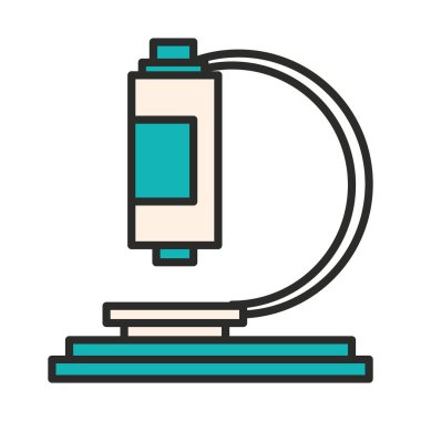 Aşı araştırması mikroskop analiz çizgisi ve simge doldur