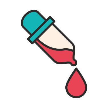 Aşı araştırması yapan bilim damlatıcısı kan damlaları çizgisi ve simge doldurma