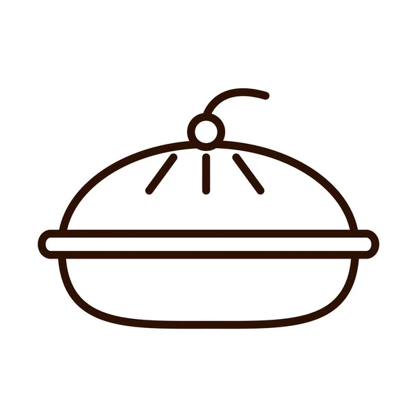 Gâteau sucré witih fruit ligne alimentaire icône style — Image vectorielle