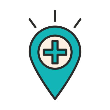 işaretleyici konumu tıbbi servis satırı ve doldurma simgesi