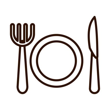 bulaşık çatalı ve bıçak hattı simgesi biçimi