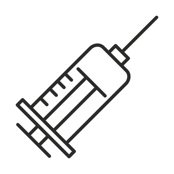 Ciencia de la investigación vacuna jeringa médica icono de línea — Archivo Imágenes Vectoriales