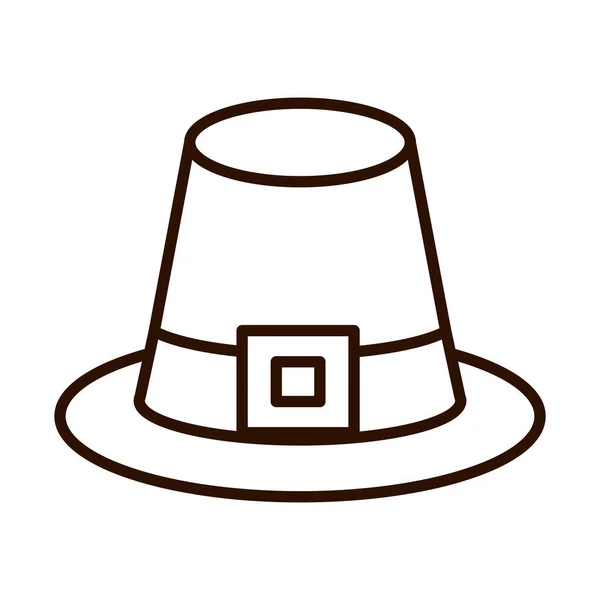 순례자 모자 전통 라인 아이콘 스타일 — 스톡 벡터