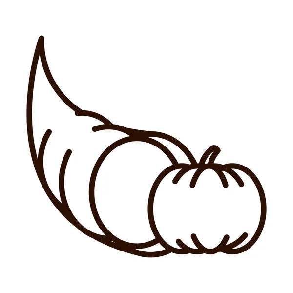 Autumn cornucopia pumpkin harvest line icon style — Stock Vector