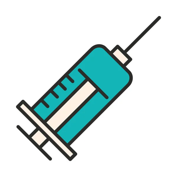 Aşı araştırması bilimsel tıbbi şırınga hattı ve ikonu doldur — Stok Vektör