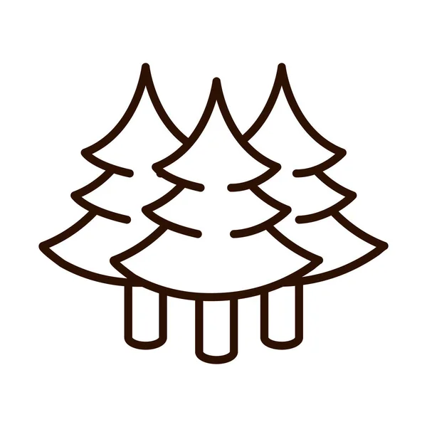 Fák erdő természet lombozat vonal ikon stílus — Stock Vector