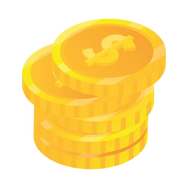 Pila de monedas dinero efectivo isométrico — Vector de stock