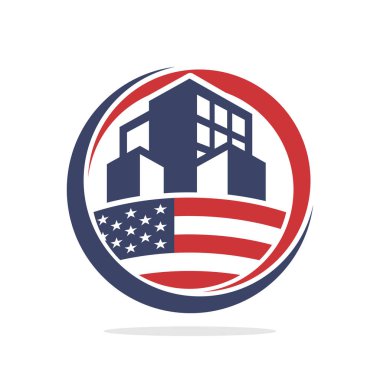 Emlak inşaat iş, geliştirme Amerikan Uyruk ruhu ile kavramsallaştırma simge tasarlamak.