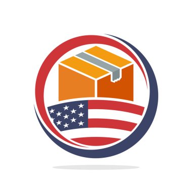 Amerikan Uyruk ruhu ile paket yönetimi iş kavramsallaştırma simge tasarlamak.