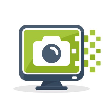 Vektör çizim simgesini hakkında bilgi medya resimler ve fotoğraflar için dijital iletişim teknoloji kavramı ile