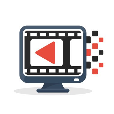 Vektör çizim simgesi ile dijital iletişim teknoloji kavramı, multimedya iş, akış servisi film hakkında