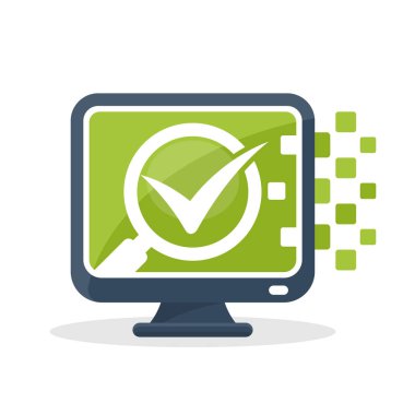 Vektör simge tasarlamak online medya arama ve bir daha gözden geçirme hakkında dijital iletişim kavramı ile