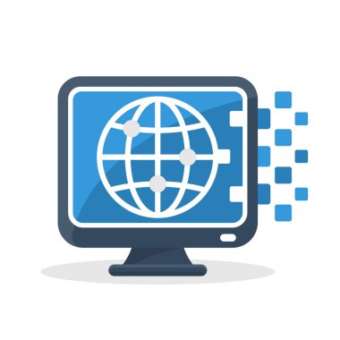 Vektör simge tasarlamak küresel ağlarla ilgili dijital iletişim kavramı ile