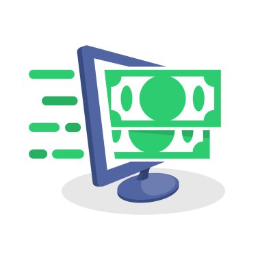 Mali bilgileri, online para transferi işlemleri, online para iadesi hakkında dijital medya kavramları ile vektör simge tasarlamak