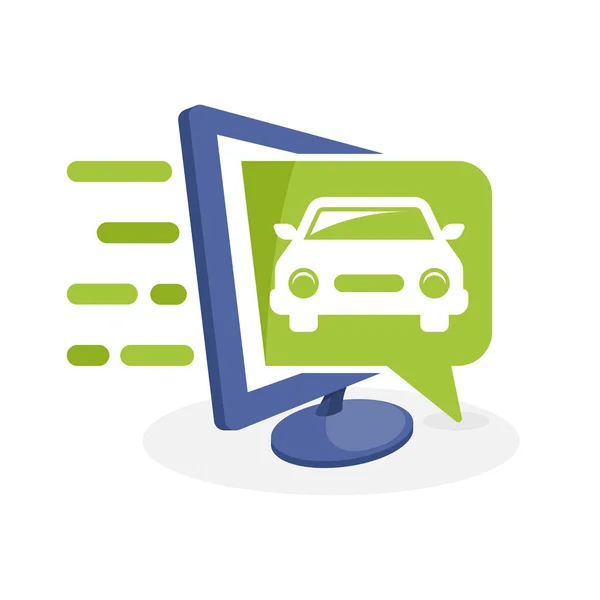 Vektor Ikon Illustration Med Digital Media Begrepp Automotive Bil Information — Stock vektor