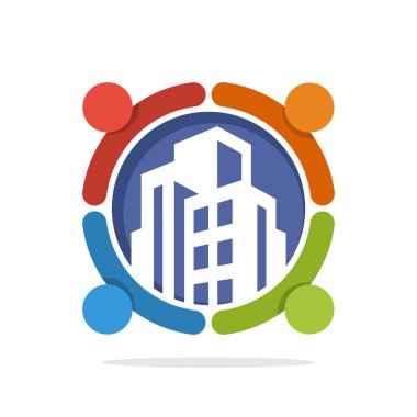 Vektör çizim simgesini ortaklık iş inşaat kalkınma kavramı ile