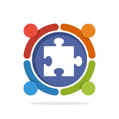 vektör çizim simgesini problem çözme çözüm için ekip çalışması kavramı ile