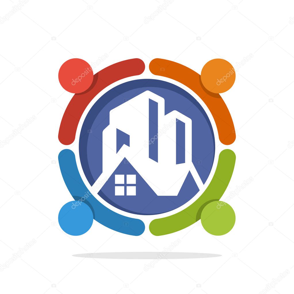 Vector illustration icon with the concept of partnership business for construction development