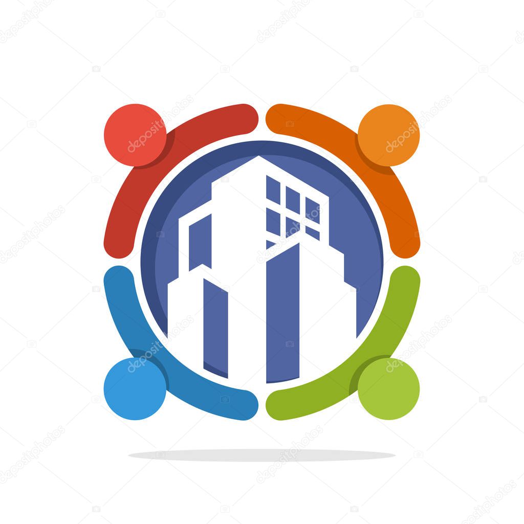 Vector illustration icon with the concept of partnership business for construction development