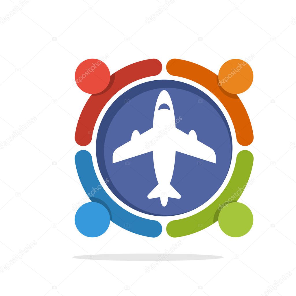 Vector illustration icon with the concept of an airline cooperation partner
