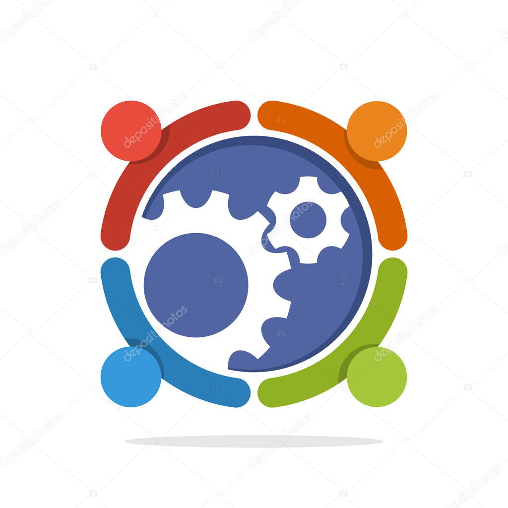Vector illustration icon with the concept of teamwork
