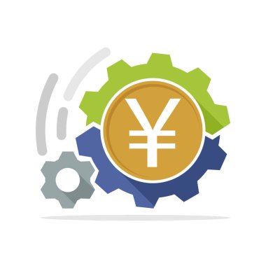 Vektör çizim simgesini bir para verme kavramı ile yen ve yuan için makine