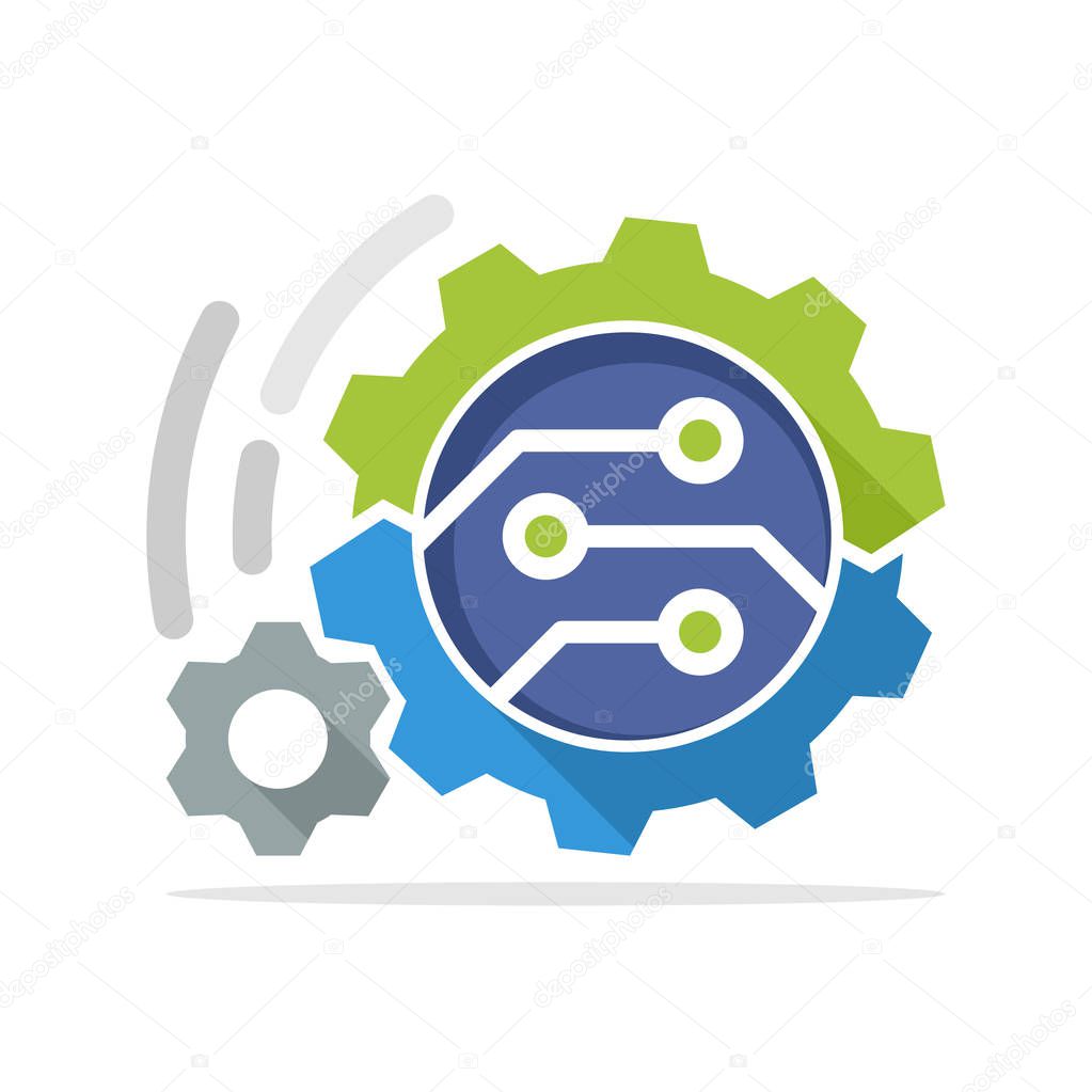 Vector icon illustration with the concept of work processes with advanced technology
