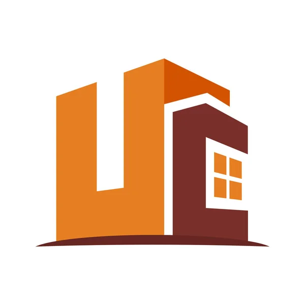 Logo Icona Settore Delle Costruzioni Con Combinazione Delle Iniziali — Vettoriale Stock