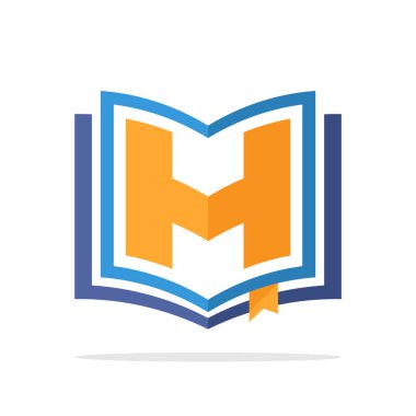 baş harfleri logo simge açık bir kitap ayrıntılı ilk harflerini kavramı ile harf H