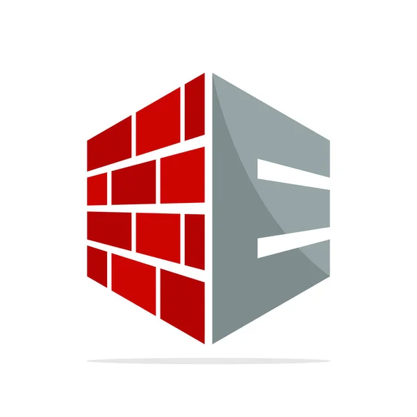 Icône Logo Initial Entreprise Construction Avec Concept Une Combinaison Brique — Image vectorielle