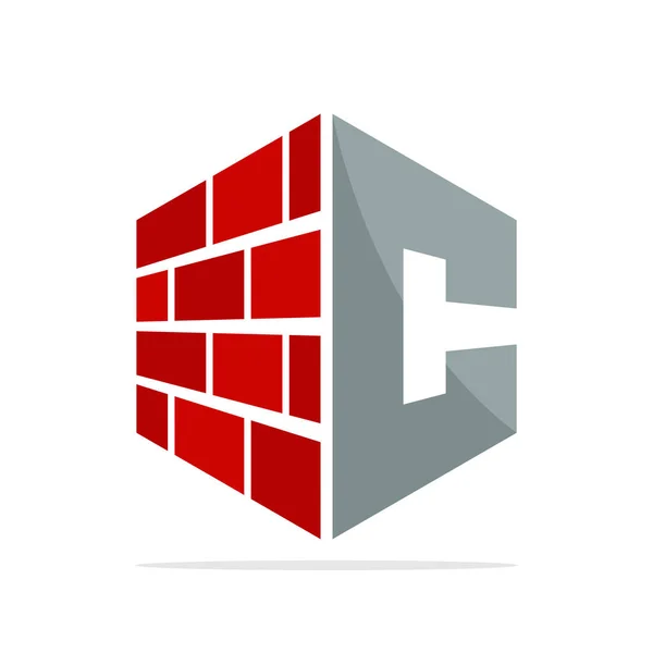Icône Logo Initial Entreprise Construction Avec Concept Une Combinaison Brique — Image vectorielle