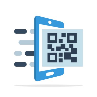 vektör çizim simgesini bir mobil uygulaması ile Qr-code servislere kavramı ile