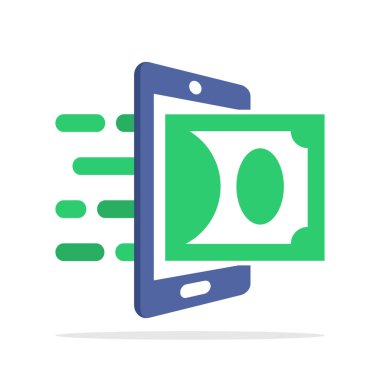 Vektör simge tasarlamak smartphone telefon uygulaması üzerinden para yapma kavramı ile