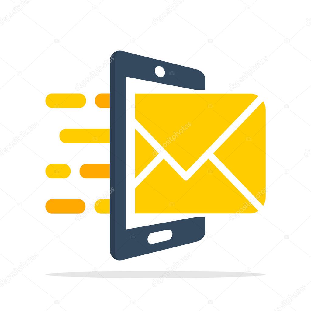 Vector illustration icon with the concept of smartphone that receives a message notification
