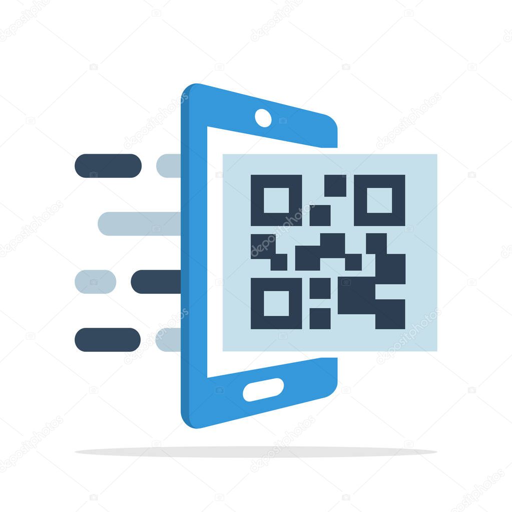 vector illustration icon with the concept of accessing QR-code services with a mobile application
