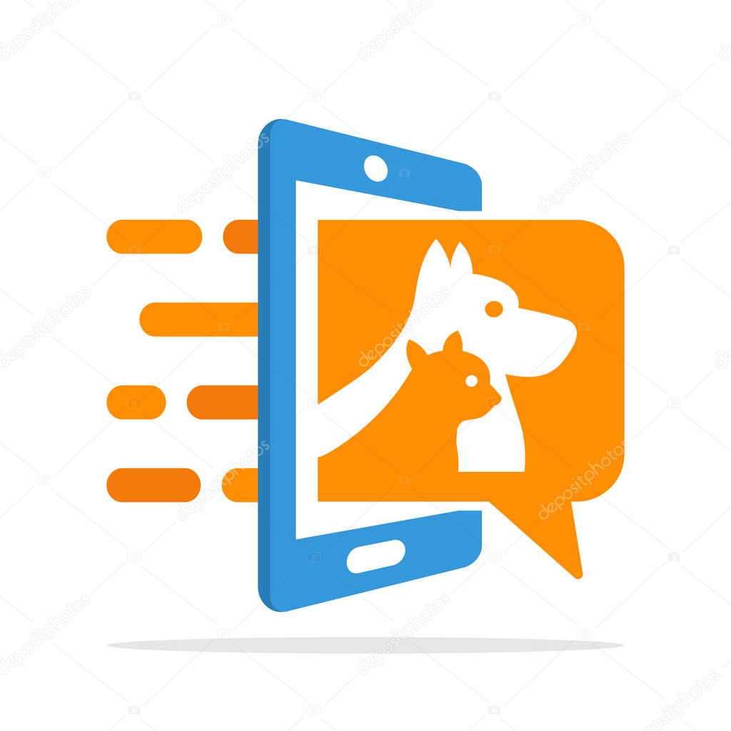 Vector illustration icon with pet information access service concept with mobile application