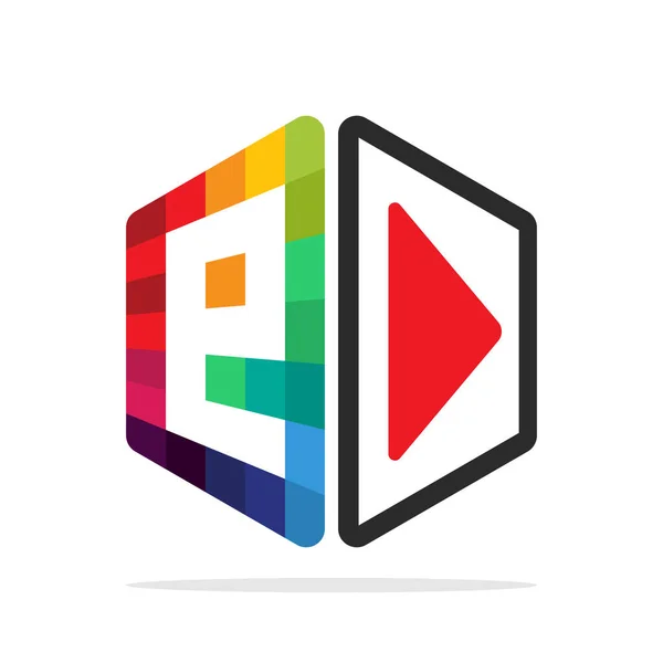 Icône Logo Pour Entreprise Multimédia Avec Détails Initiaux Lettre — Image vectorielle
