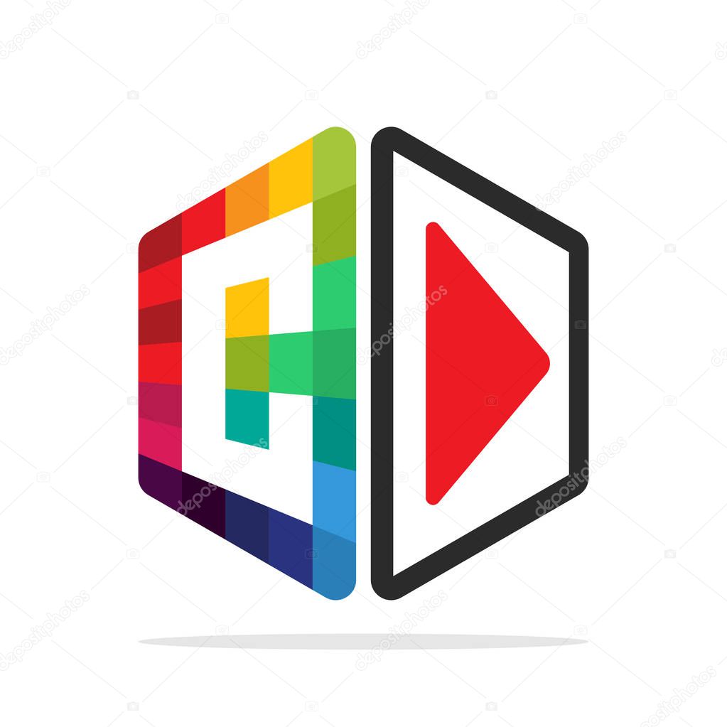 Logo icon for multimedia business with initial details letter C