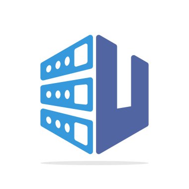 İlk logo simge için web hosting iş U harfi ilk ayrıntılarla